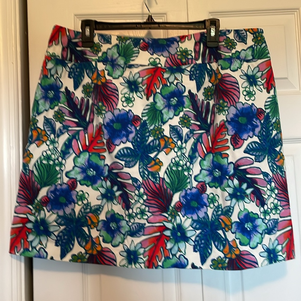 Zac & Rachel 16W blue/red/green floral skort. Tropical pockets spandex stretch - Picture 7 of 10
